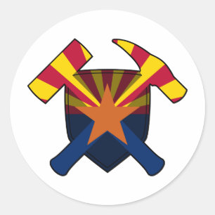 Geologist's Rock Hammer Shield - Arizona State Fla Ronde Sticker
