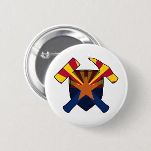 Geologist's Rock Hammer Shield - Arizona Vlag Ronde Button 5,7 Cm