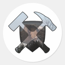 GeoLogist's Rock Hammer Shield- Half Dome Ronde Sticker