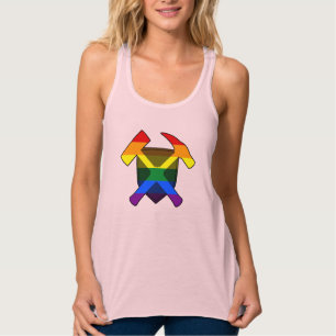 Geologist's Rock Hammer Shield - LGBT Pride Flag Tanktop
