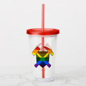 Geologist's Rock Hammer Shield - LGBT Regenboog Vl Acryl Drinkbeker (Voorkant)