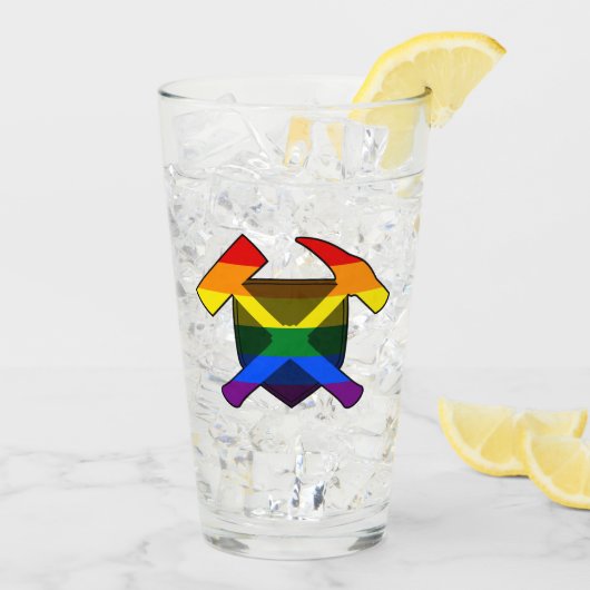 Geologist's Rock Hammer Shield - LGBT Regenboog Vl Glas (Achterkant ijs)