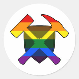 Geologist's Rock Hammer Shield - LGBT Regenboog Vl Ronde Sticker