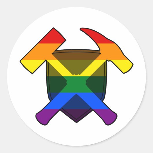 Geologist's Rock Hammer Shield - LGBT Regenboog Vl Ronde Sticker (Voorkant)