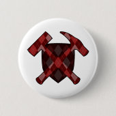 Geologist's Rock Hammer Shield - Red Argyle Ronde Button 5,7 Cm (Voorkant)