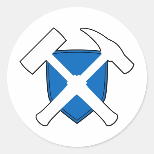 Geologist's Rock Hammer Shield - Schotse vlag Ronde Sticker (Voorkant)