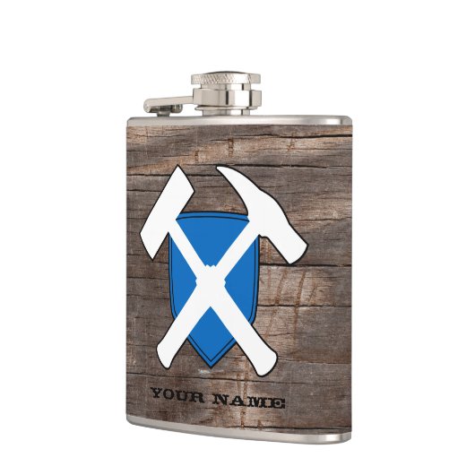 Geologist's Rock Hammer Shield - Vlag van Schotlan Heupfles (Links)