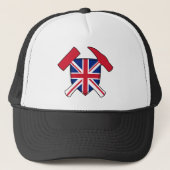 Geologist's Rock Hammer Union Jack Logo Trucker Pet (Voorkant)