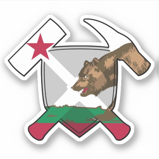 Geologist's Rock Hammers - California Flag Vinyl Sticker (Voorkant)