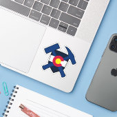Geologist's Rock Hammers - Colorado Staat Vlag Sticker (Laptop met iPhone)