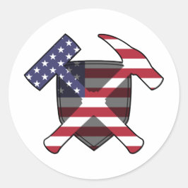 Geologists's Rock Hammer Shield - Amerikaanse vlag Ronde Sticker