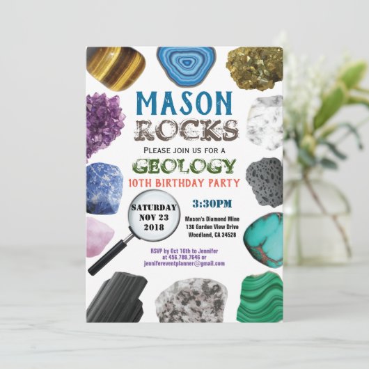Geology Birthday Party Rocks Gemstenen Crystals Kaart (Staand voorkant)