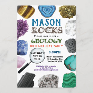 Geology Birthday Party Rocks Gemstenen Crystals Kaart