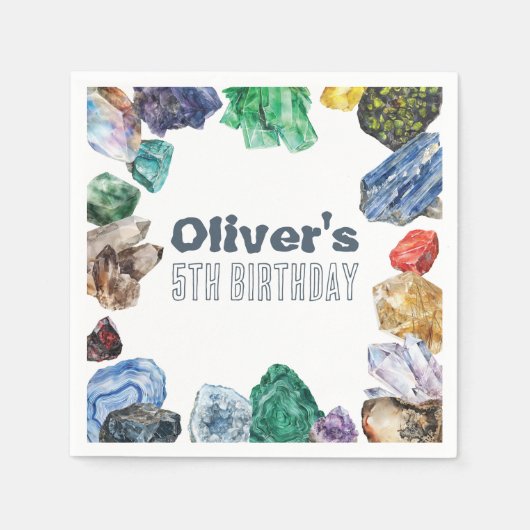 Geology Birthday Rocks Dig Party Napkins Servet (Voorkant)