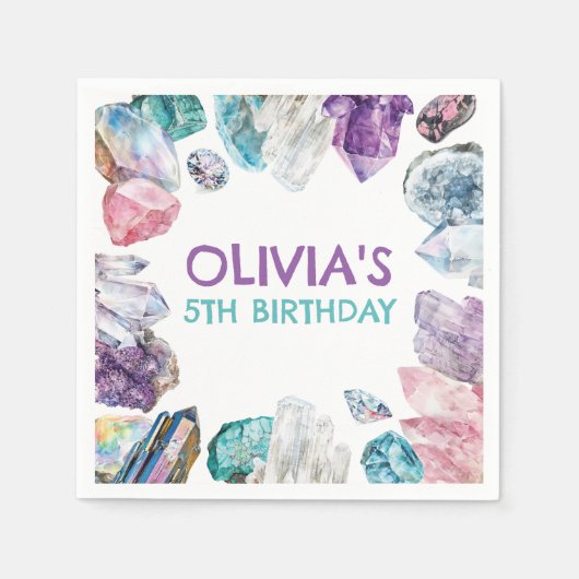 Geology Girl Birthday Gem Dig Party Napkins Servet (Voorkant)