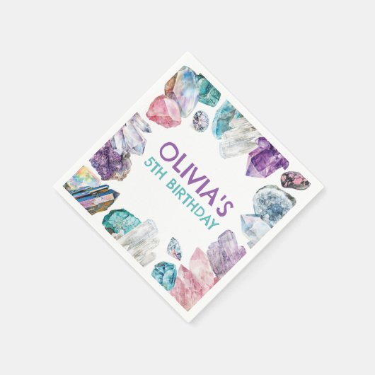 Geology Girl Birthday Gem Dig Party Napkins Servet (Hoek)