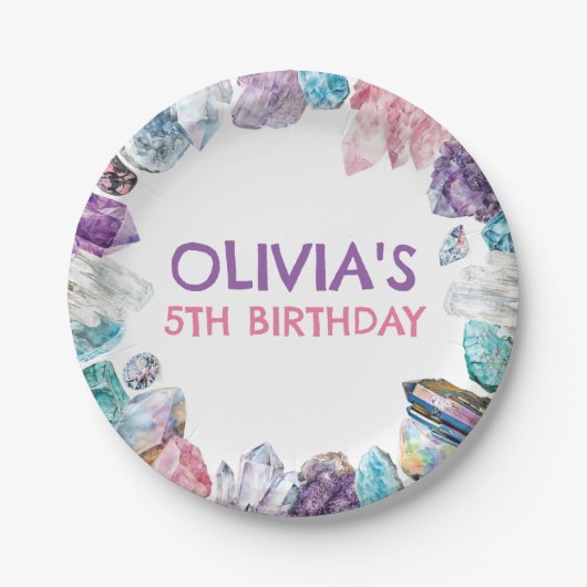Geology Girl Birthday Rocks Dig Party Papieren Bordje (Voorkant)