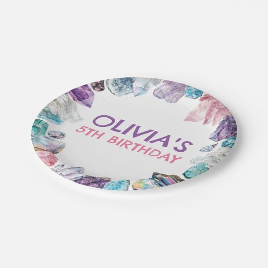 Geology Girl Birthday Rocks Dig Party Papieren Bordje (Gekanteld)