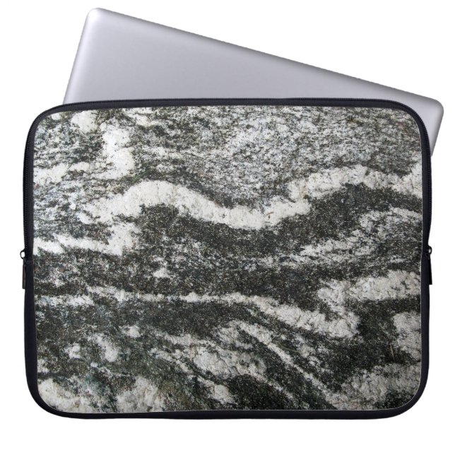 Geology Grey Rock met Horizontale Cat Pattern Laptop Sleeve (Voorkant)