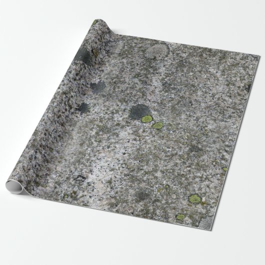 Geology Rock Grey Granite met Green Moss Cadeaupapier (Uitgerold)