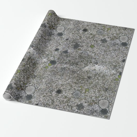 Geology Rock Grey Granite met Green Moss Cadeaupapier (Uitgerold)