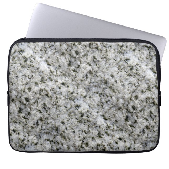 Geology Rock Texture White Granite aangepaste naam Laptop Sleeve (Voorkant)