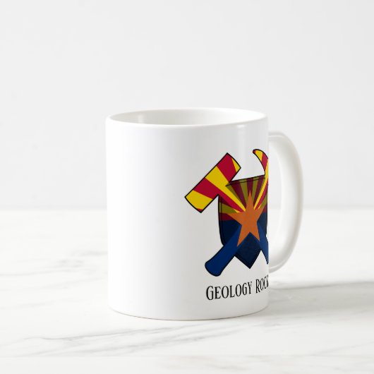 "Geology Rocks" Arizona State Flag Hammer Logo Koffiemok (Voorkant rechts)