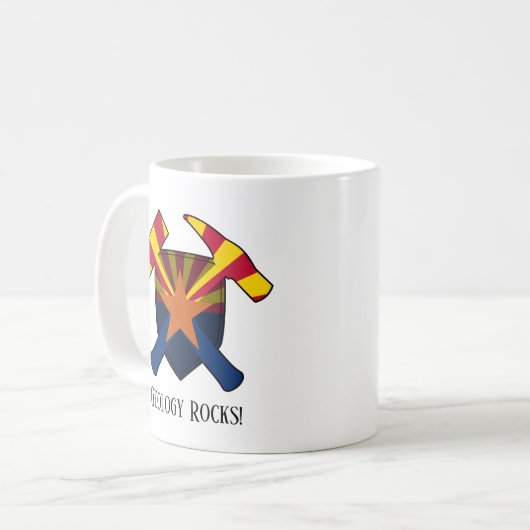 "Geology Rocks" Arizona State Flag Hammer Logo Koffiemok (Voorkant links)
