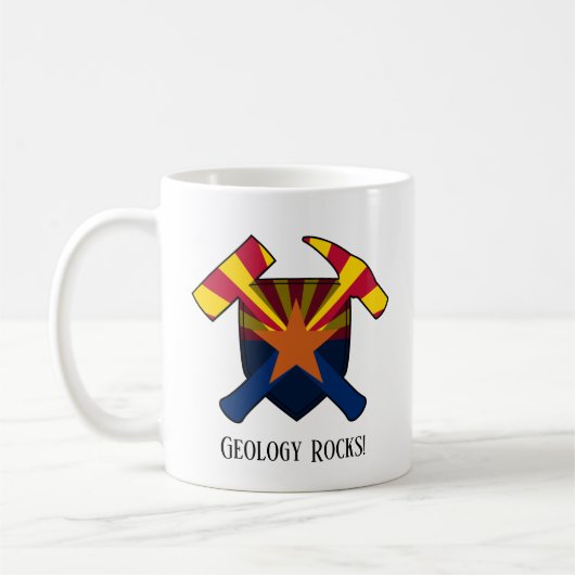 "Geology Rocks" Arizona State Flag Hammer Logo Koffiemok (Links)