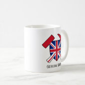 "Geology Rocks" Britse vlag gekruist Hammer Logo Koffiemok (Voorkant rechts)