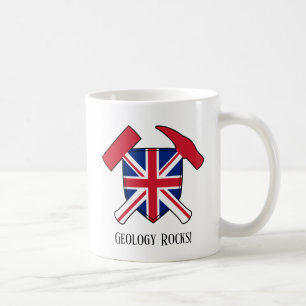"Geology Rocks" Britse vlag gekruist Hammer Logo Koffiemok