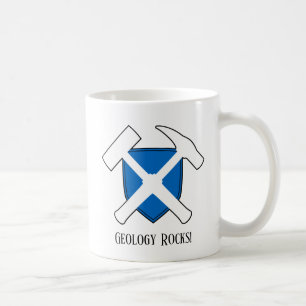 "Geology Rocks" Hamer Logo met vlag van Schotland Koffiemok