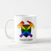 "Geology Rocks" LGBT Rainbow Flag Hammer Logo Koffiemok (Links)
