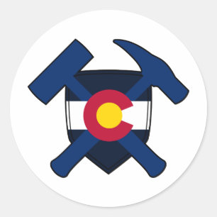 Geolologisten Hammer Shield- Colorado Flag Ronde Sticker