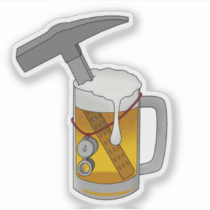 Geoloog Bier en Steen Hamer Vinyl Sticker
