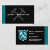 Geoloog Crossed Rock Hammer Shield Visitekaartje (Voorkant / Achterkant)