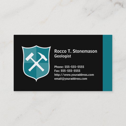 Geoloog Crossed Rock Hammer Shield Visitekaartje (Achterkant)