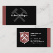 Geoloog Crossed Rock Hammer Shield Visitekaartje (Voorkant / Achterkant)