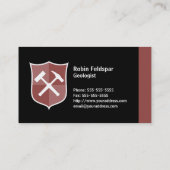 Geoloog Crossed Rock Hammer Shield Visitekaartje (Achterkant)