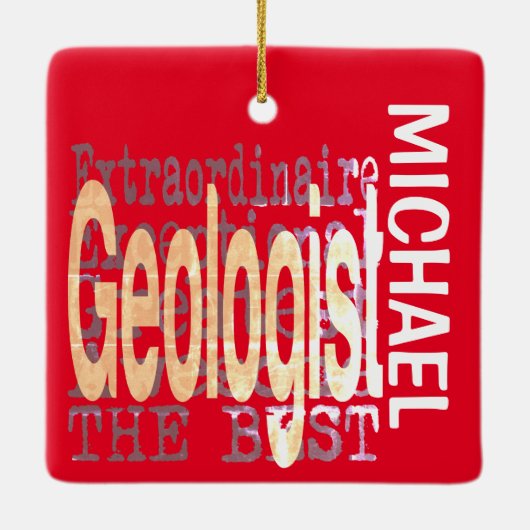 Geoloog Extraordinaire CUSTOM Keramisch Ornament (Achterkant)