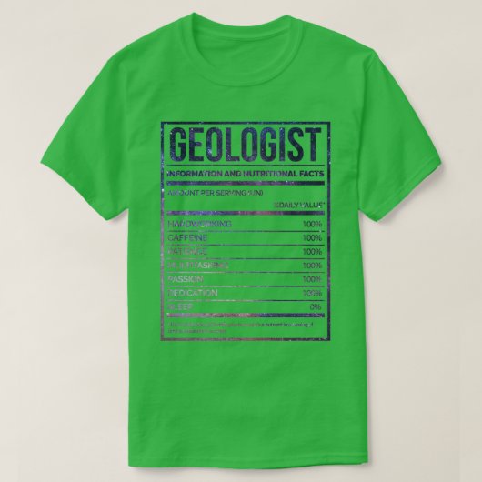 Geoloog Funny Geology Nutrition Label T-shirt (Design voorkant)