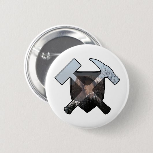 Geoloog hamer en Half Dome logo Ronde Button 5,7 Cm (Voorkant /achterkant)