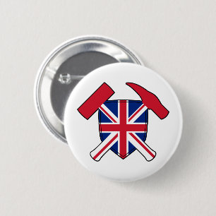 Geoloog hamer en Union Jack-logo Ronde Button 5,7 Cm