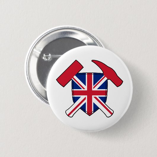 Geoloog hamer en Union Jack-logo Ronde Button 5,7 Cm (Voorkant /achterkant)