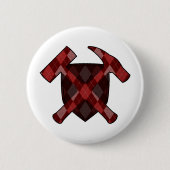 Geoloog Hamer Schild- Rood Argyle Ronde Button 5,7 Cm (Voorkant)