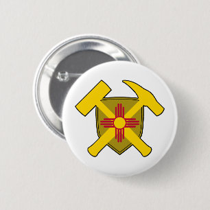 Geoloog Hamer Schild - Vlag van New Mexico Ronde Button 5,7 Cm