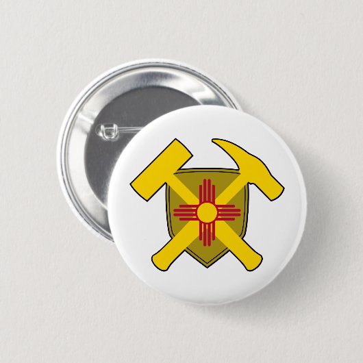 Geoloog Hamer Schild - Vlag van New Mexico Ronde Button 5,7 Cm (Voorkant /achterkant)