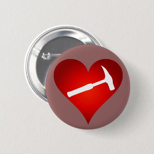Geoloog Hart en Steen Hamer Ronde Button 5,7 Cm (Voorkant /achterkant)