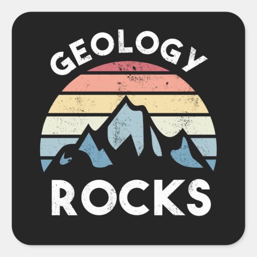 Geoloog in de bergen Geologie Vierkante Sticker (Voorkant)