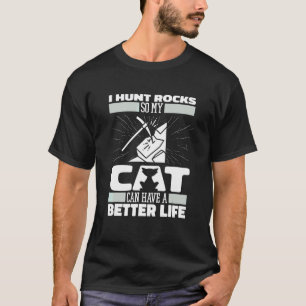 Geoloog Kat Verzamelende Geologie Steen Jagen T-shirt